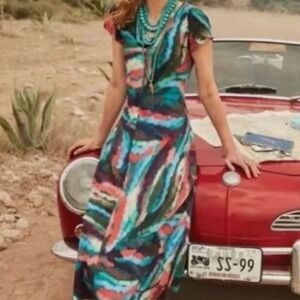 Soft surroundings size medium colorful  Abstract Maxi Dress 👗